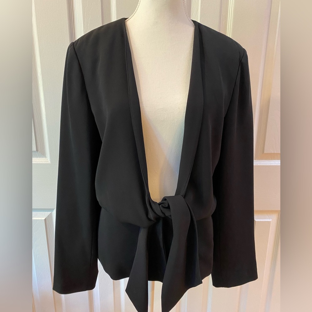 Bloomingdale’s Black Blazer with Tie Front Size 12
